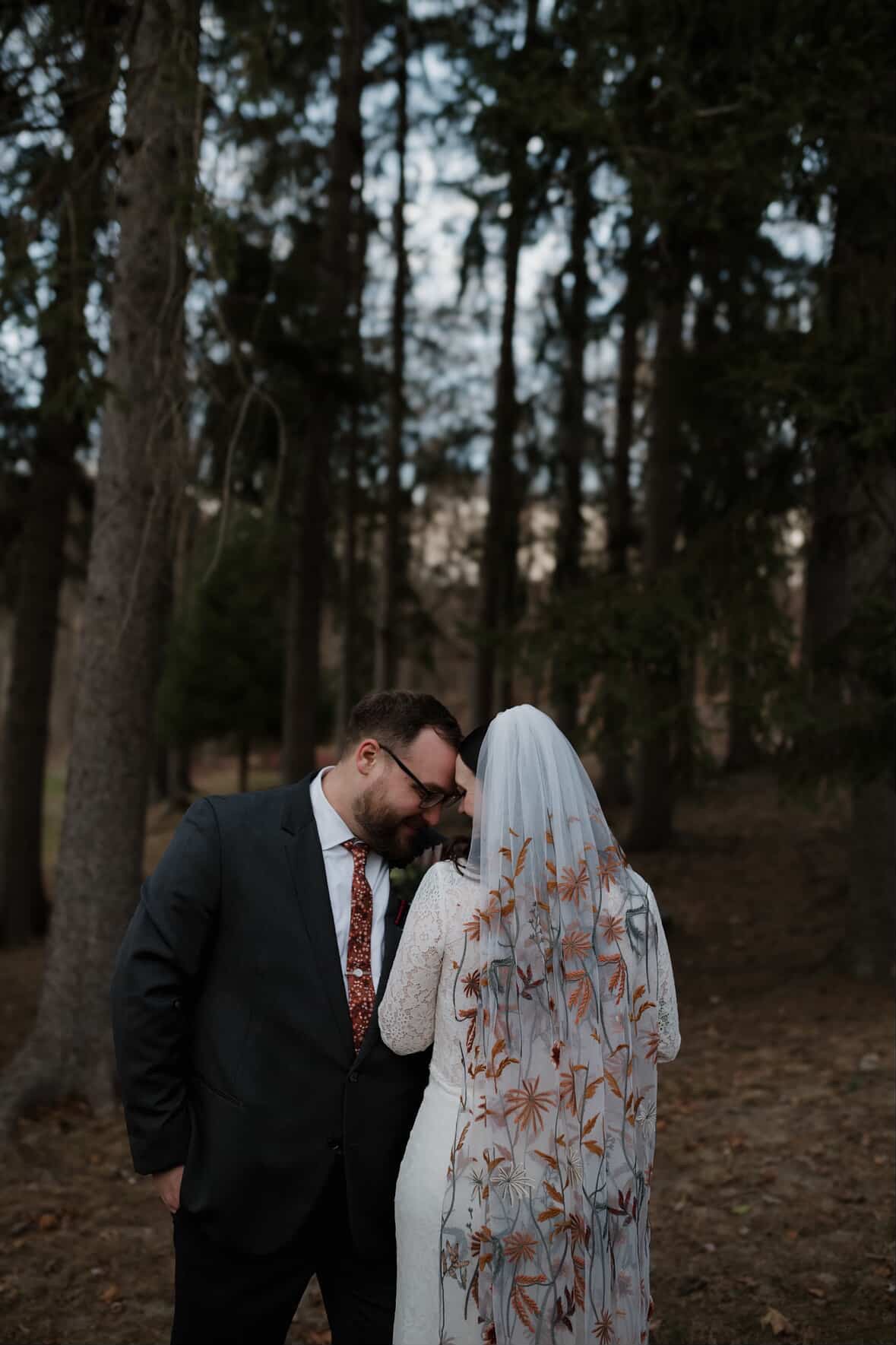 Autumn Leaves Falling | WHITE TULLE | Floral Wedding Veil