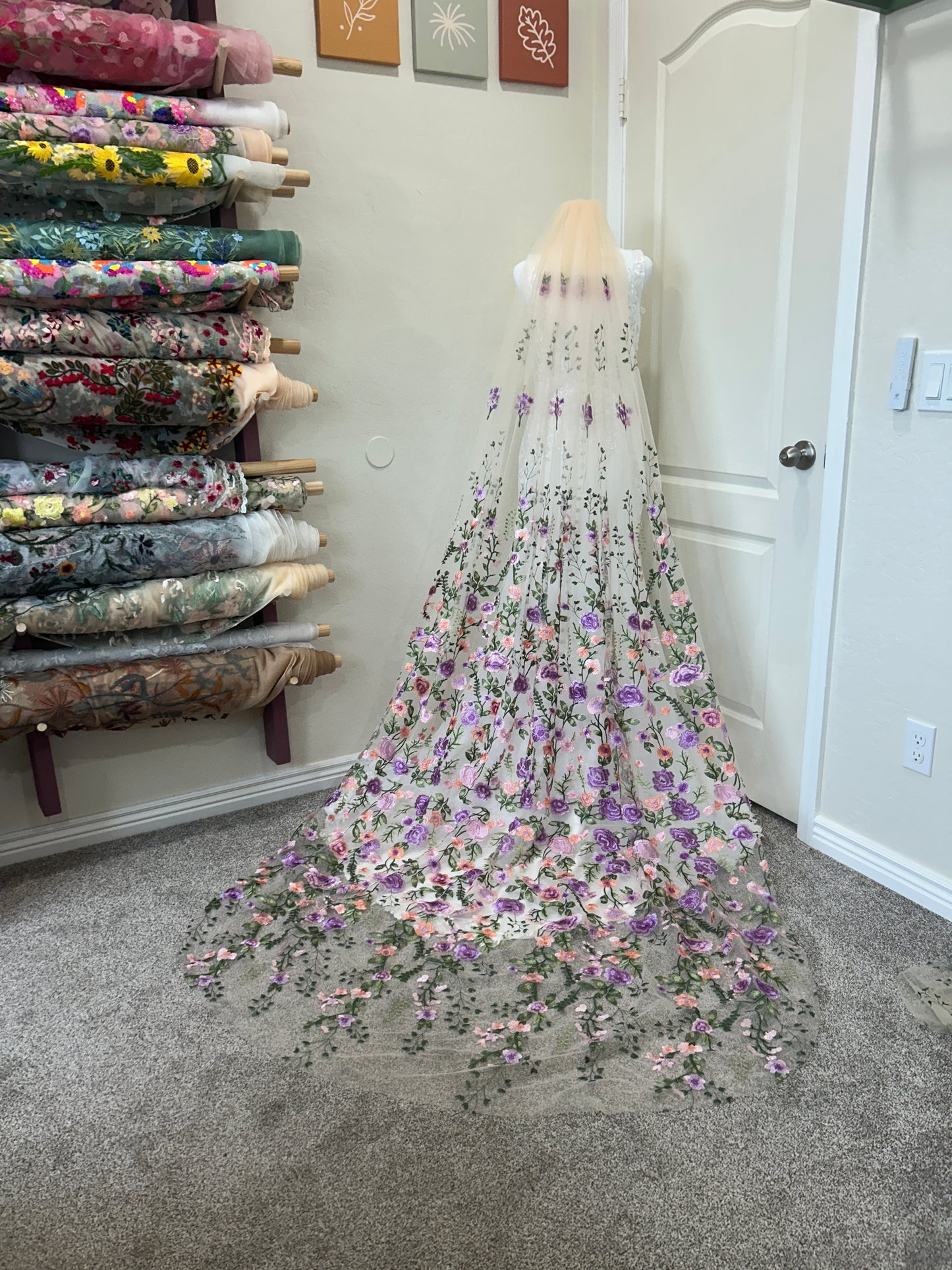 Purple Peachy Rose | Floral Wedding Veil