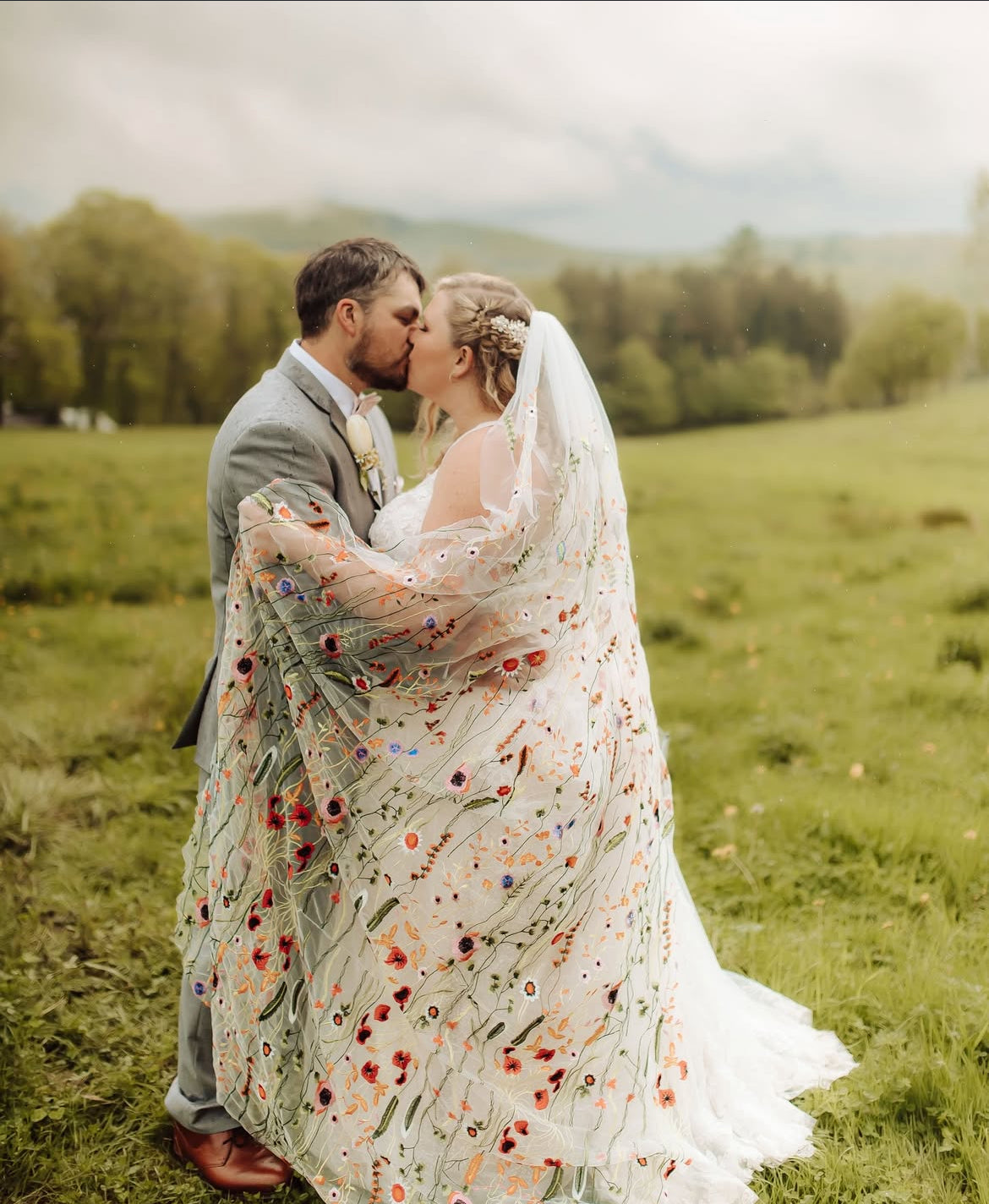 Orange Wildflower | Floral Wedding Veil