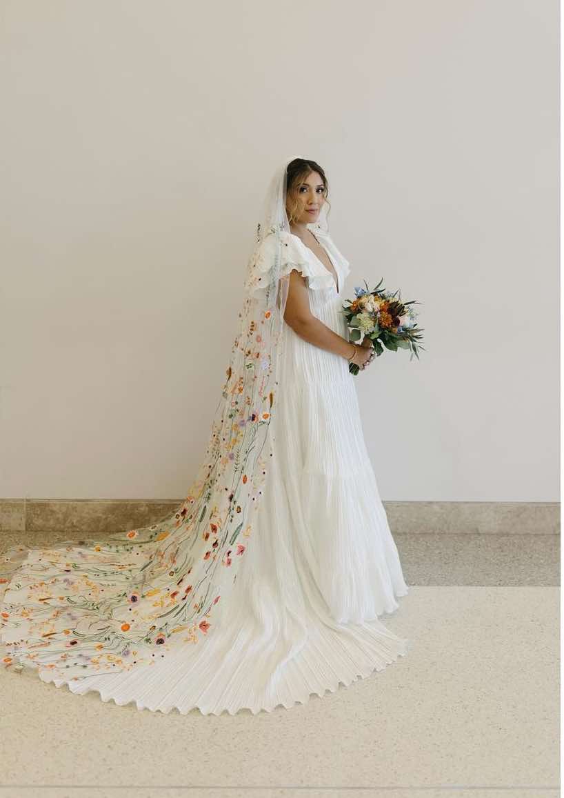 Orange Wildflower | Floral Wedding Veil
