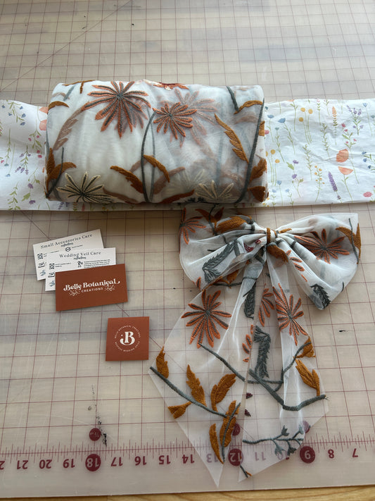 Autumn Leaves Falling White | Floral Hair Bow