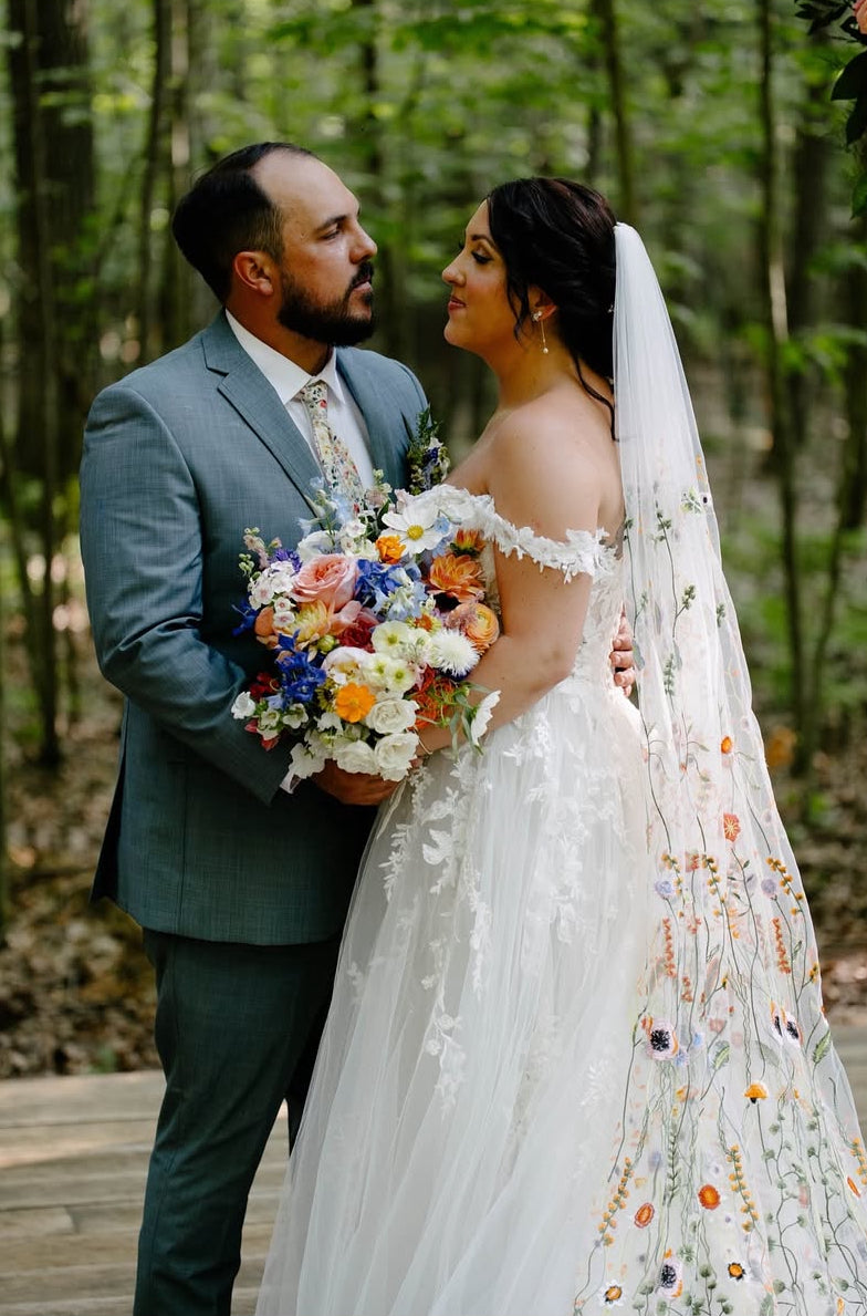 Orange Wildflower | Floral Wedding Veil