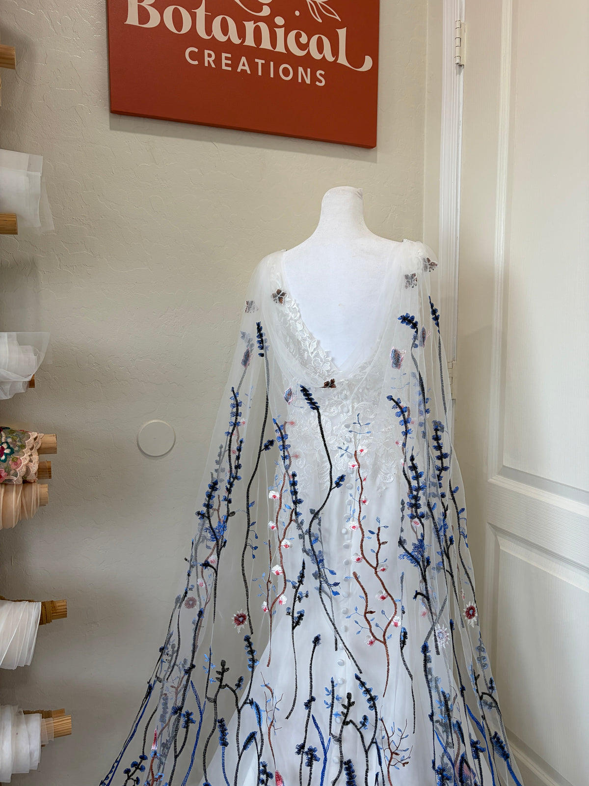 Blue Wildflower Cape | Floral Wedding Veil