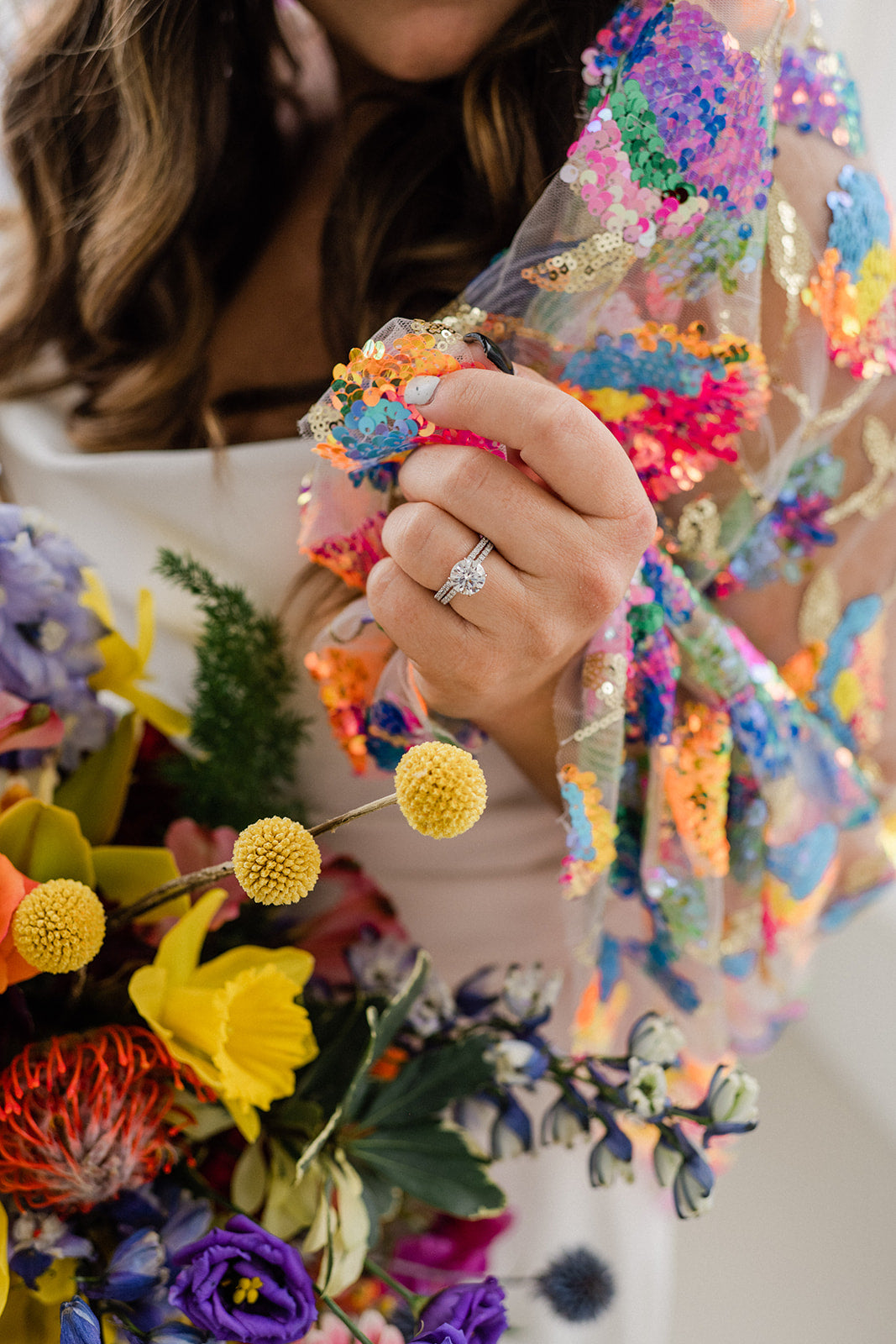 Sparkling Daylight | Floral Sequin Veil