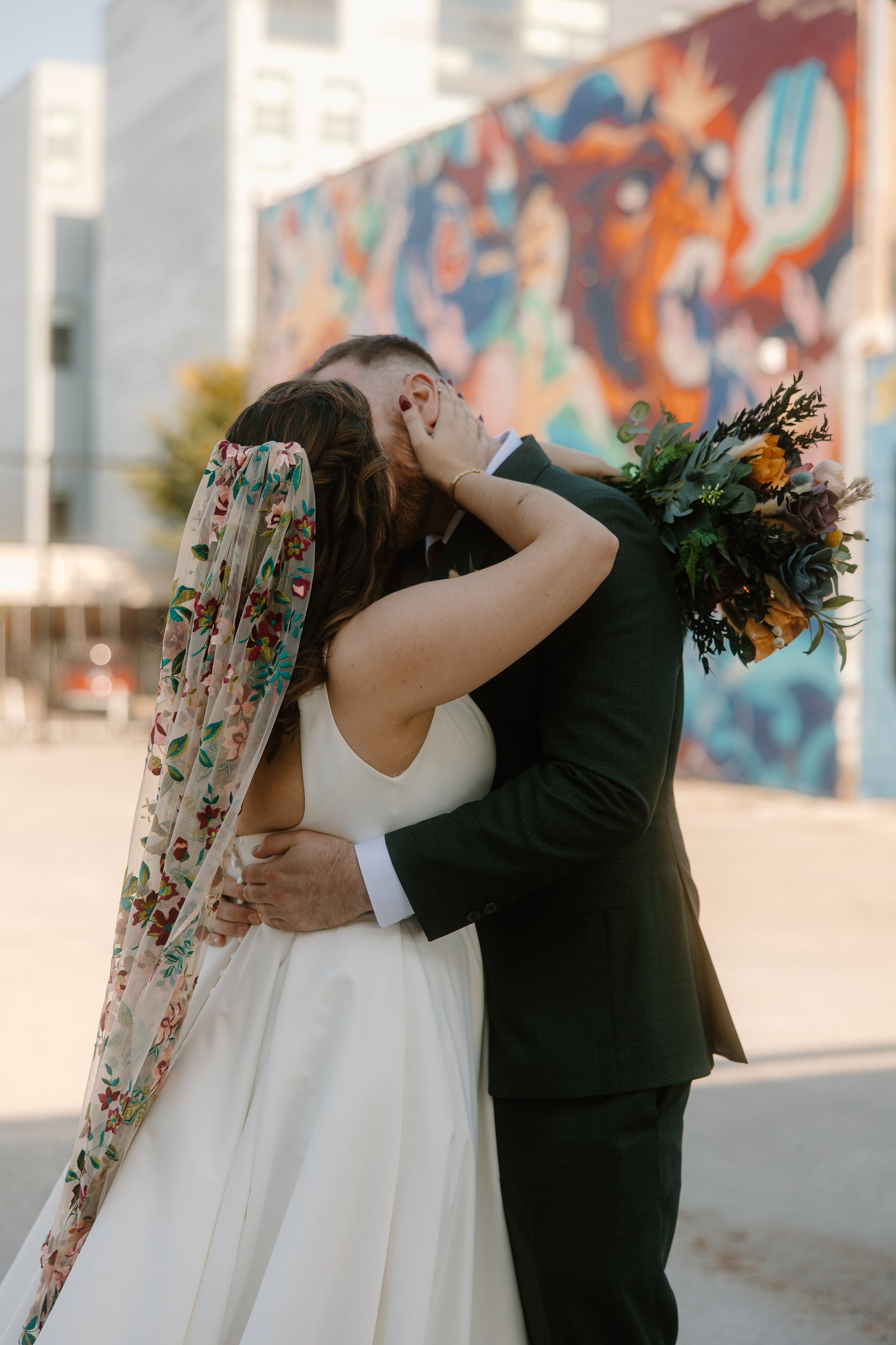 Jewel Floral Wedding veil handmade by Belle Botanical Creations. Photographer, Emma Petersen Photography.