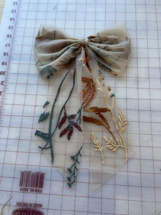 Autumn Leaves Falling Tan | Floral Hair Bow