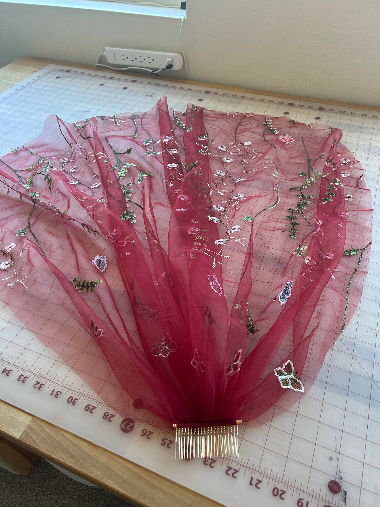 Red Wildflower Veil SAMPLES | Ready to Ship - Final Sale