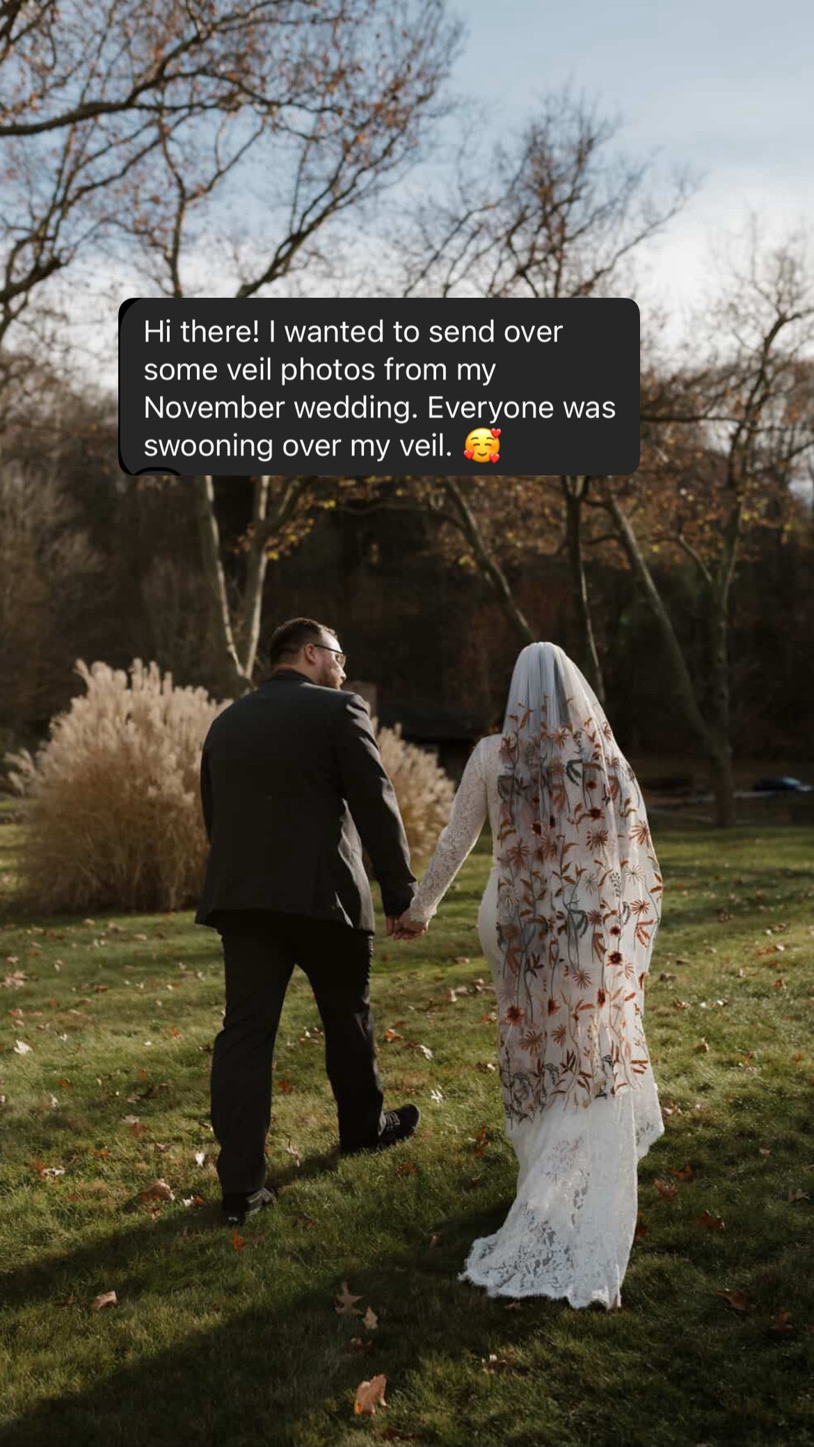 Autumn Leaves Falling | WHITE TULLE | Floral Wedding Veil
