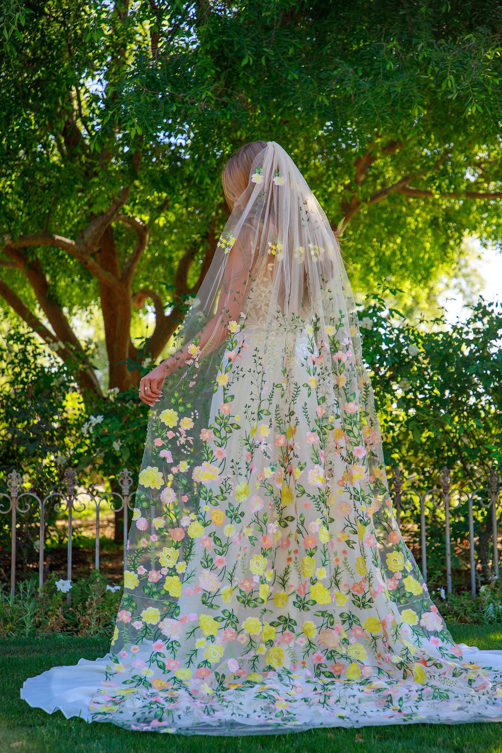 Golden Peachy Rose | Floral Wedding Veil