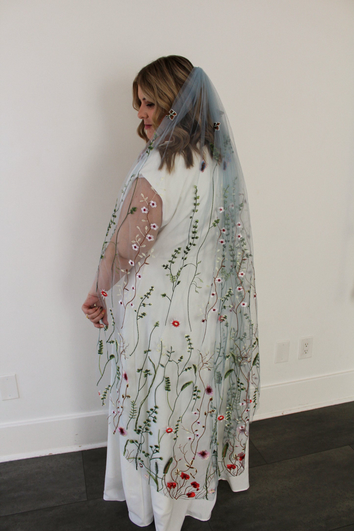 Light Blue Wildflower (limited edition) | Floral Wedding Veil