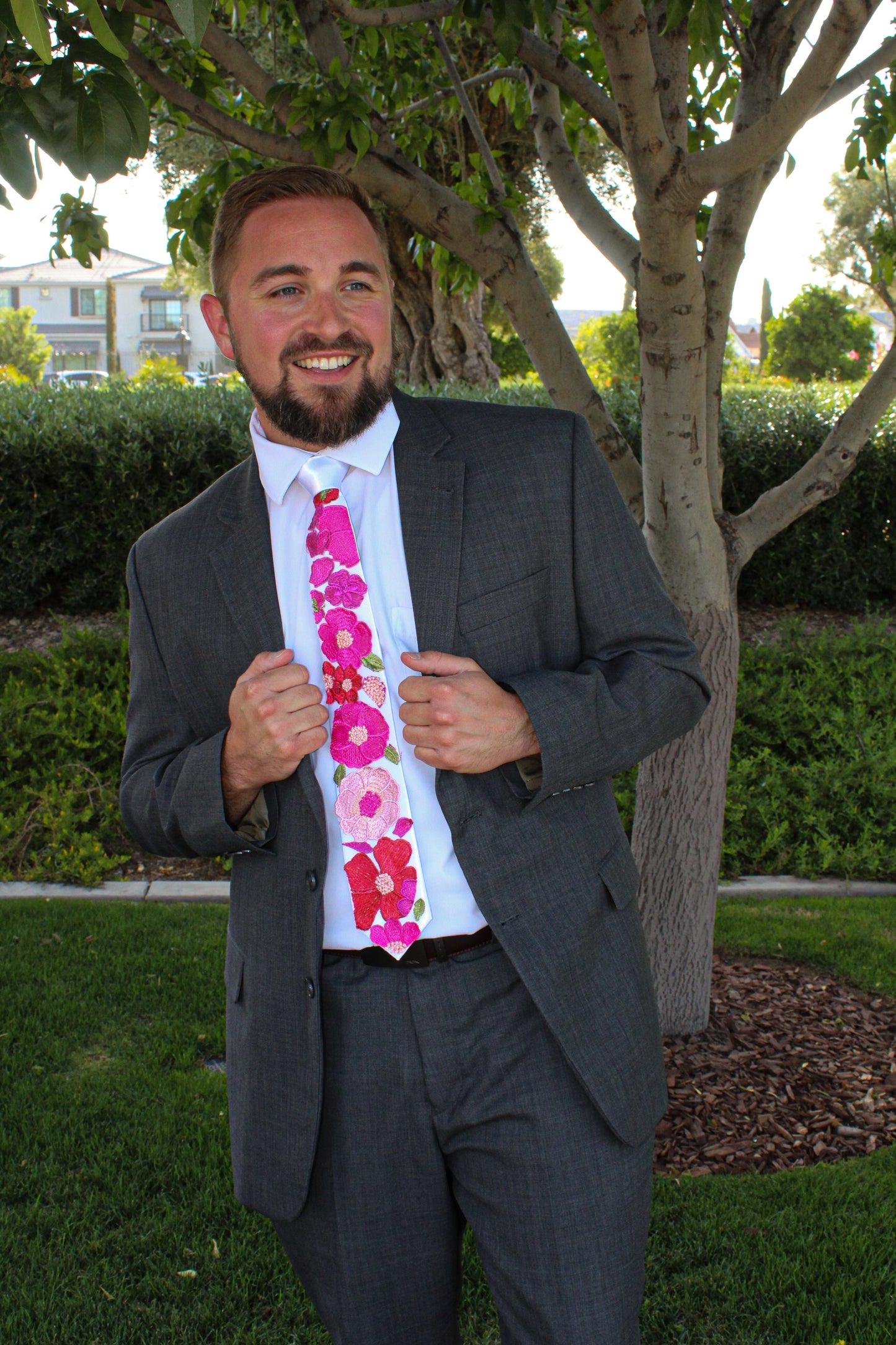 Flamingo Pink | Floral Tie