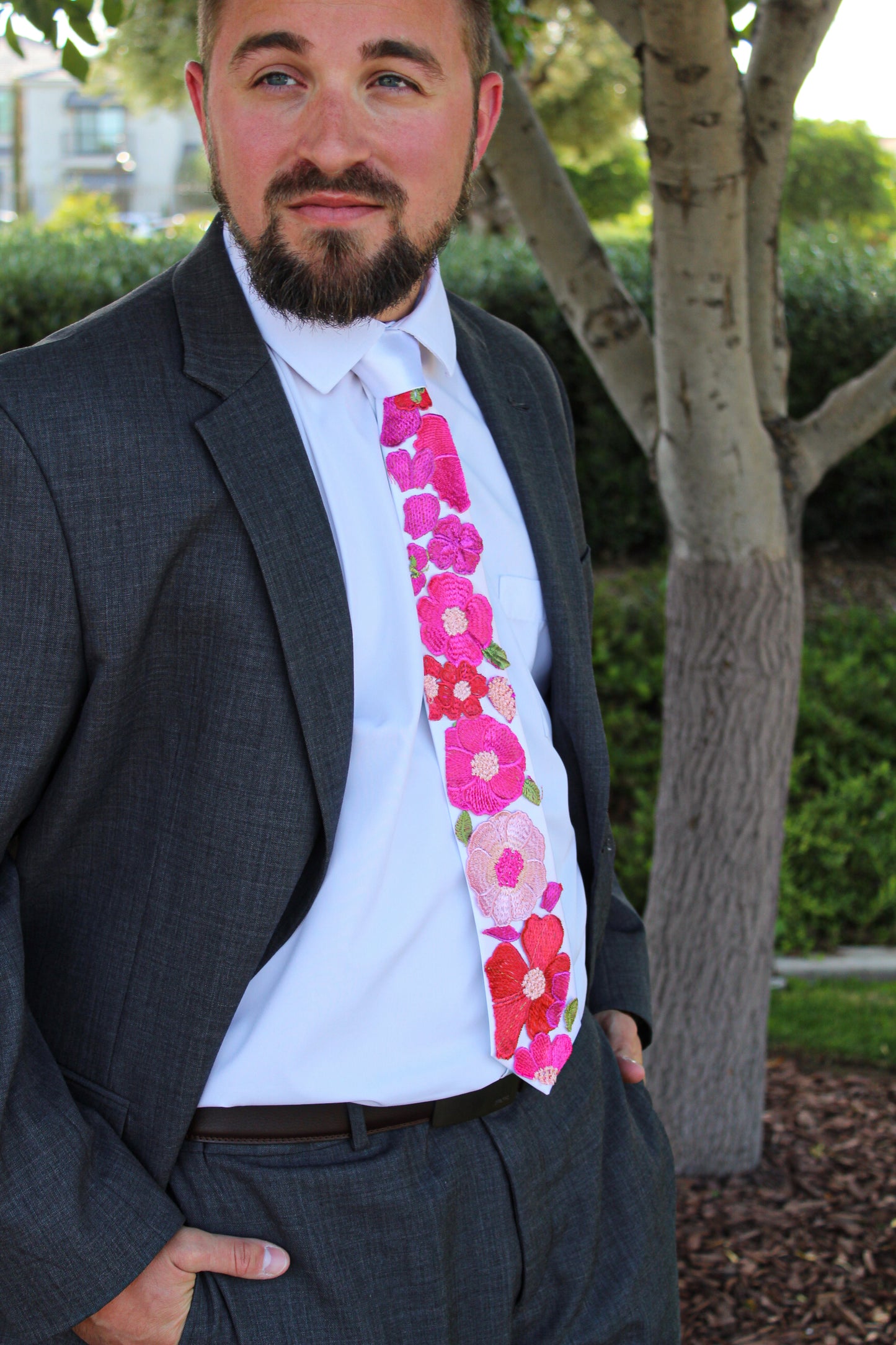 Flamingo Pink | Floral Tie