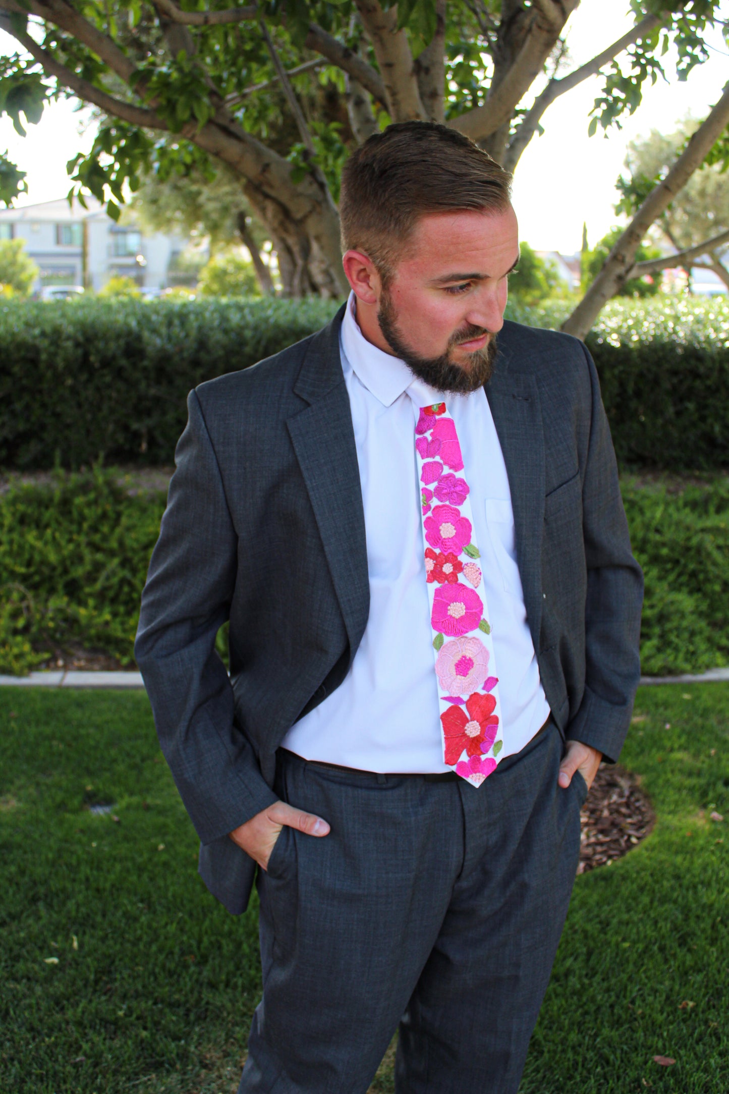 Flamingo Pink | Floral Tie