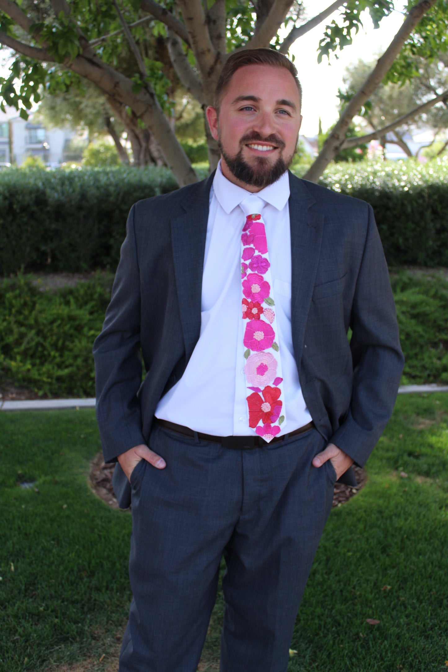 Flamingo Pink | Floral Tie