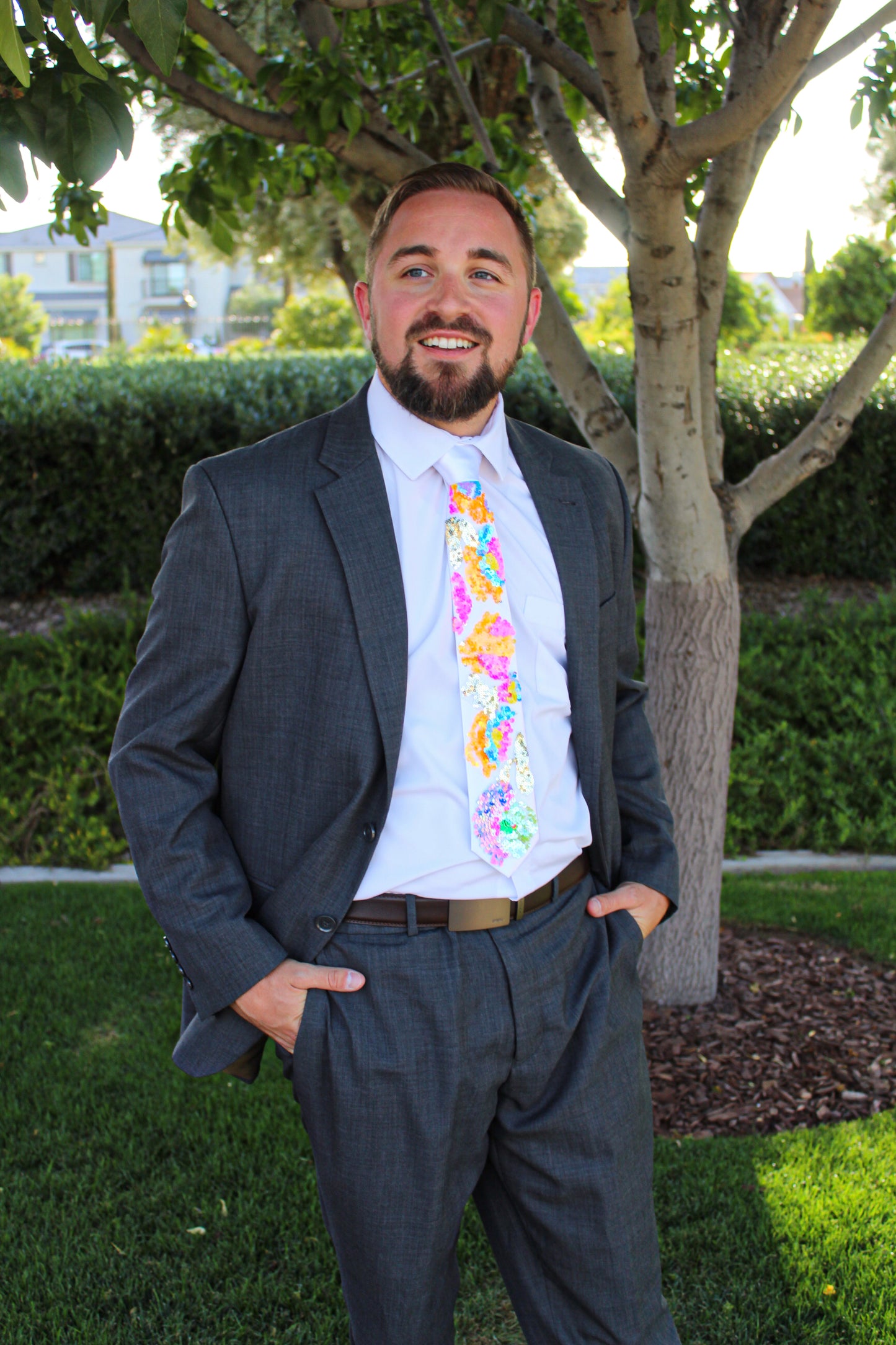 Sparkling Daylight | Floral Sequin Tie