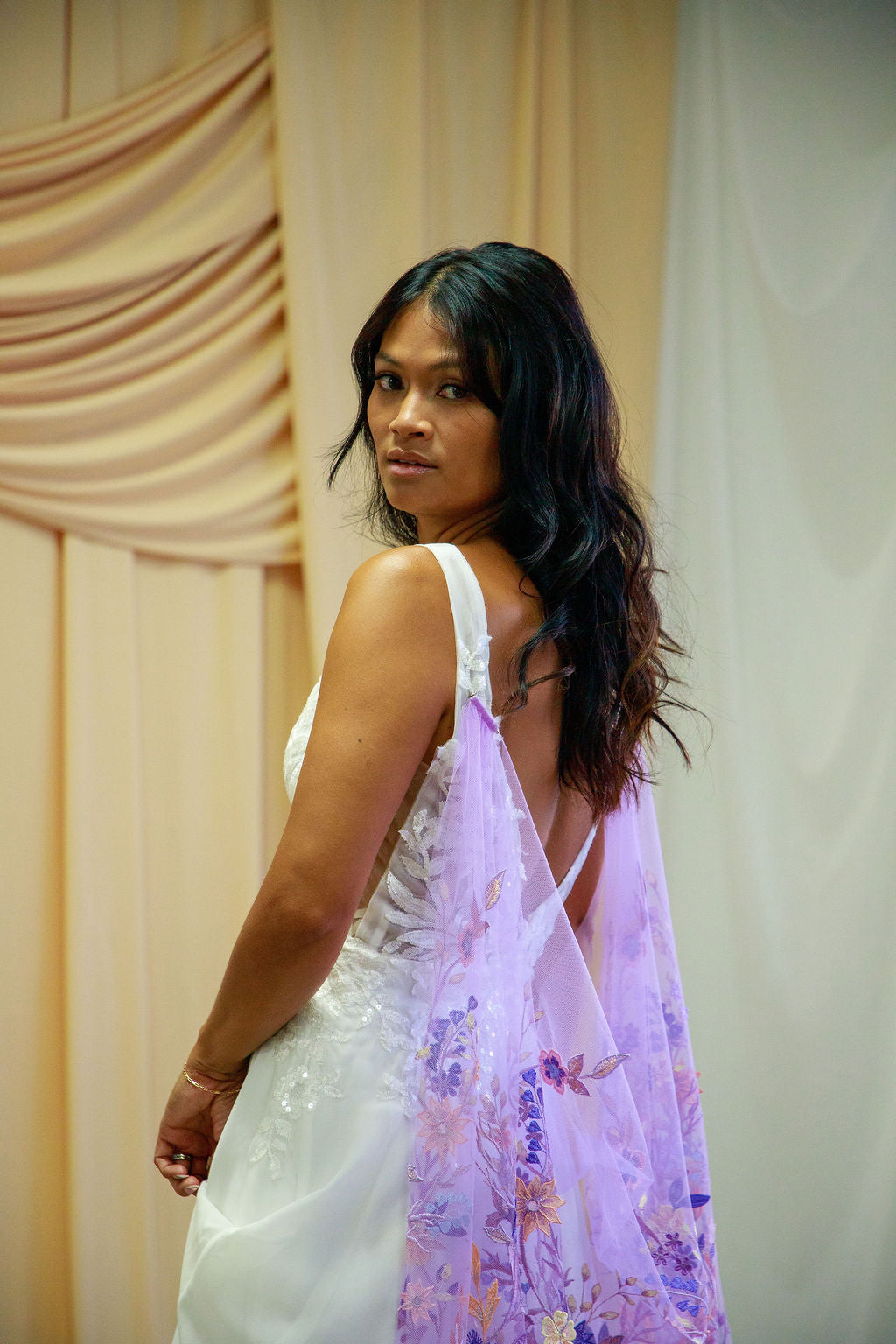 Purple Starry Night Cape | Rapunzel Tangled | Floral Wedding Veil