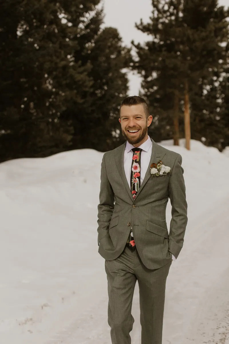 Vibrant Wildflower Floral Wedding Formal Tie by Belle Botanical Creations