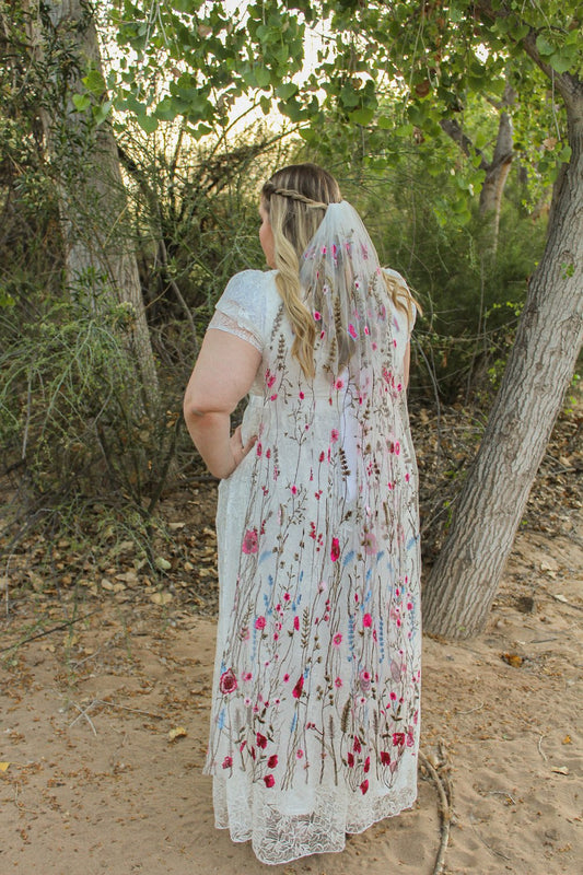 Pink Wildflower Veil