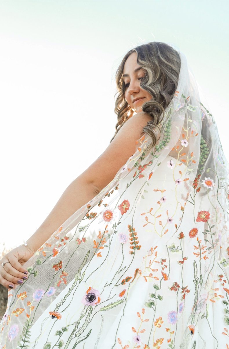 Orange Wildflower | Floral Wedding Veil