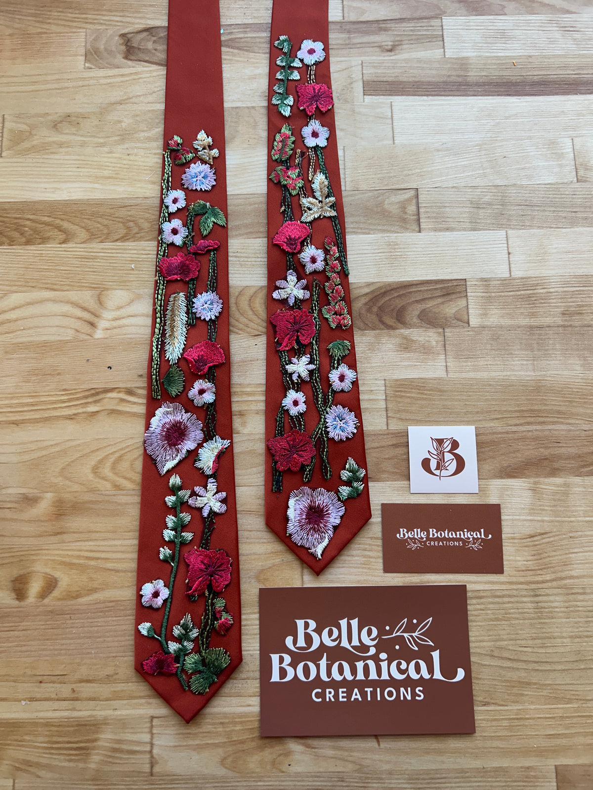 Vibrant Wildflower, Burnt Red Ties (Ready to Ship / Final Sale)