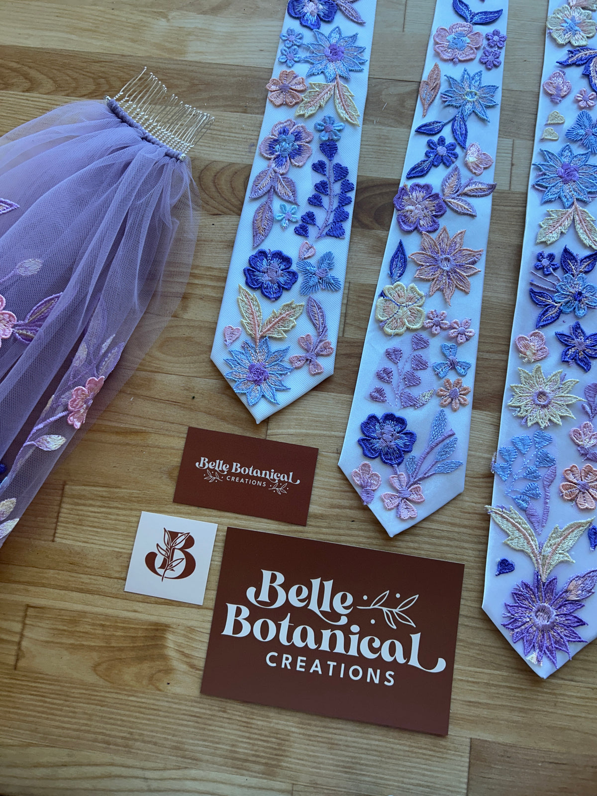 Purple Starry | Floral Embroidery Ties