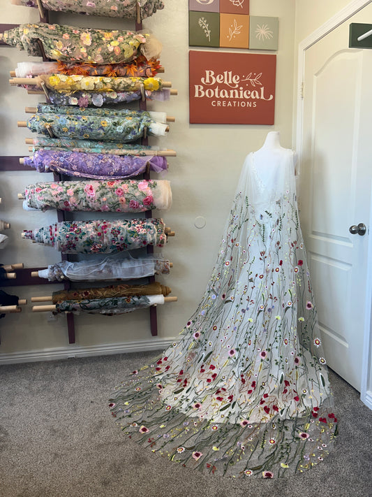 Vibrant Wildflower Cape | Floral Wedding Veil