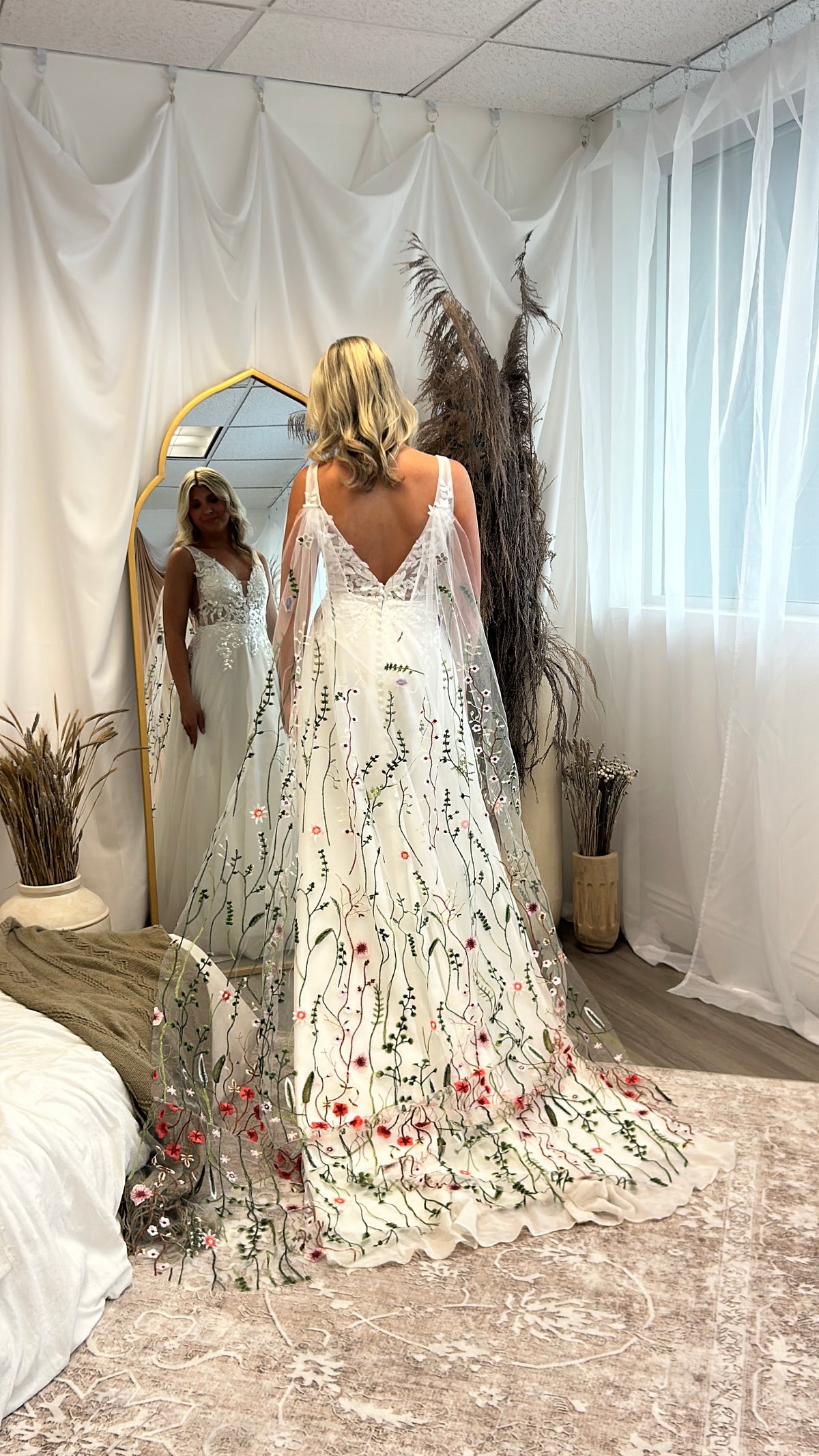 Muted Wildflower Cape | Floral Wedding Veil