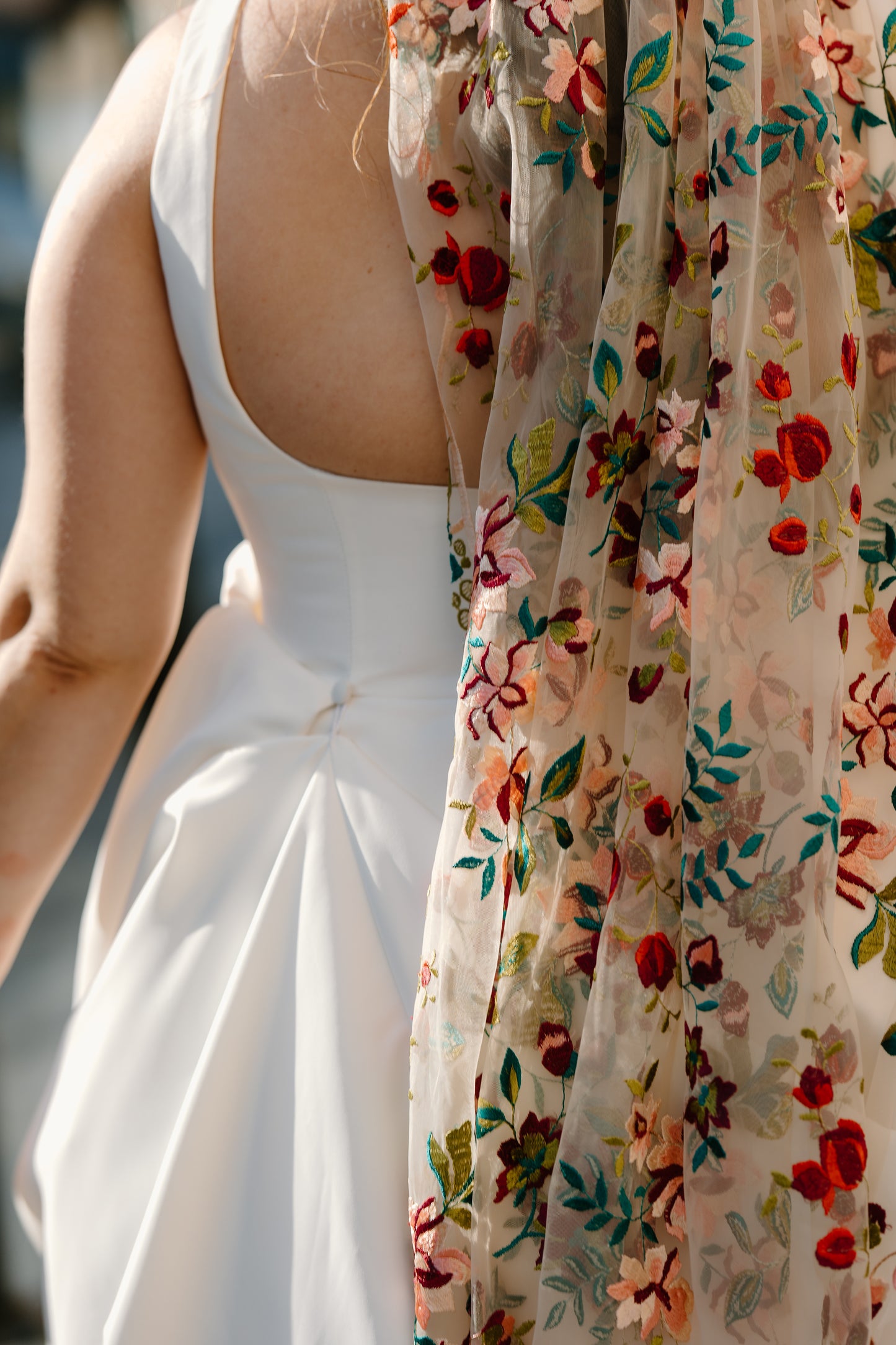 Jewel Floral Wedding veil handmade by Belle Botanical Creations. Photographer, Emma Petersen Photography. 