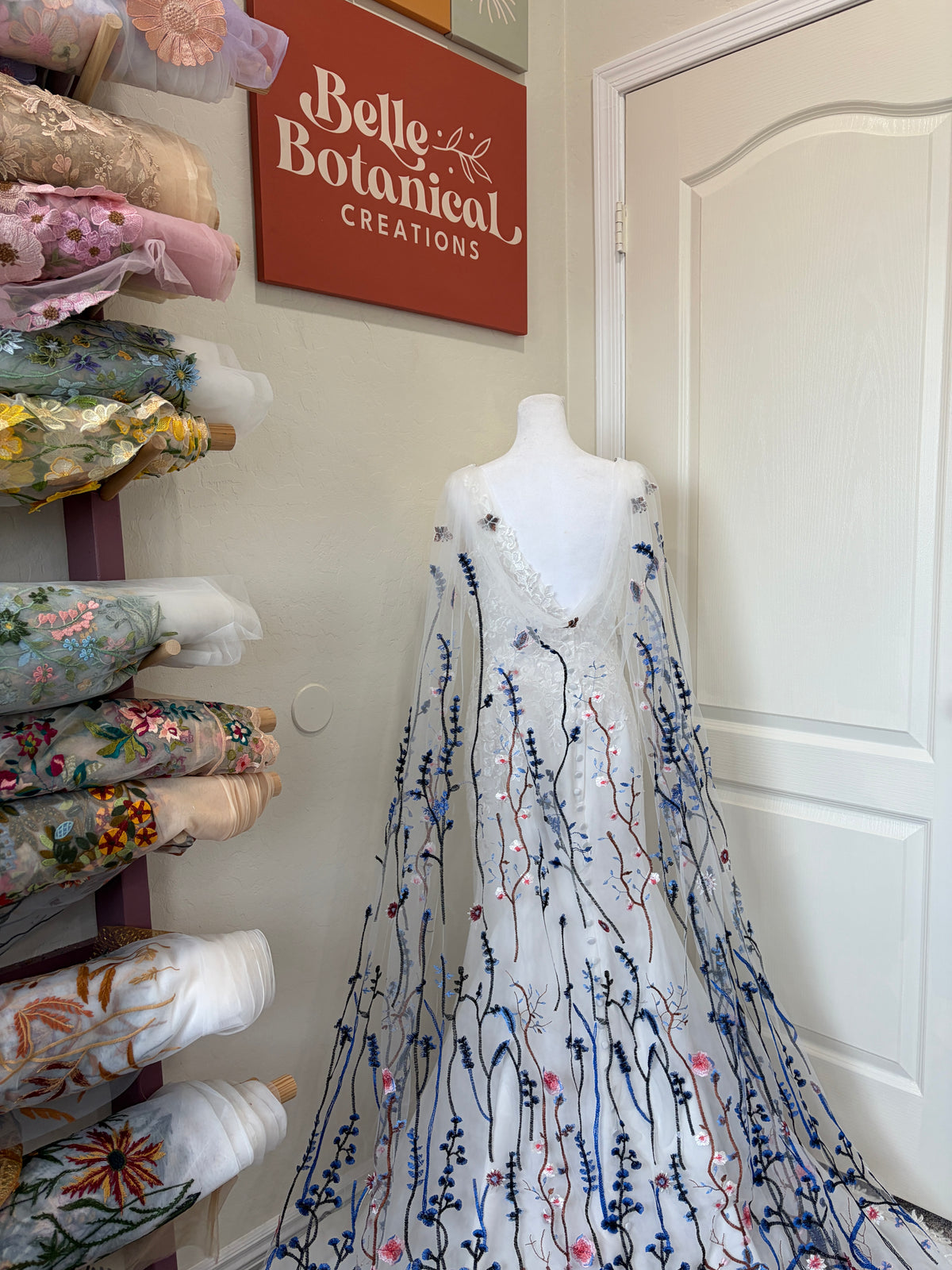 Blue Wildflower Cape | Floral Wedding Veil