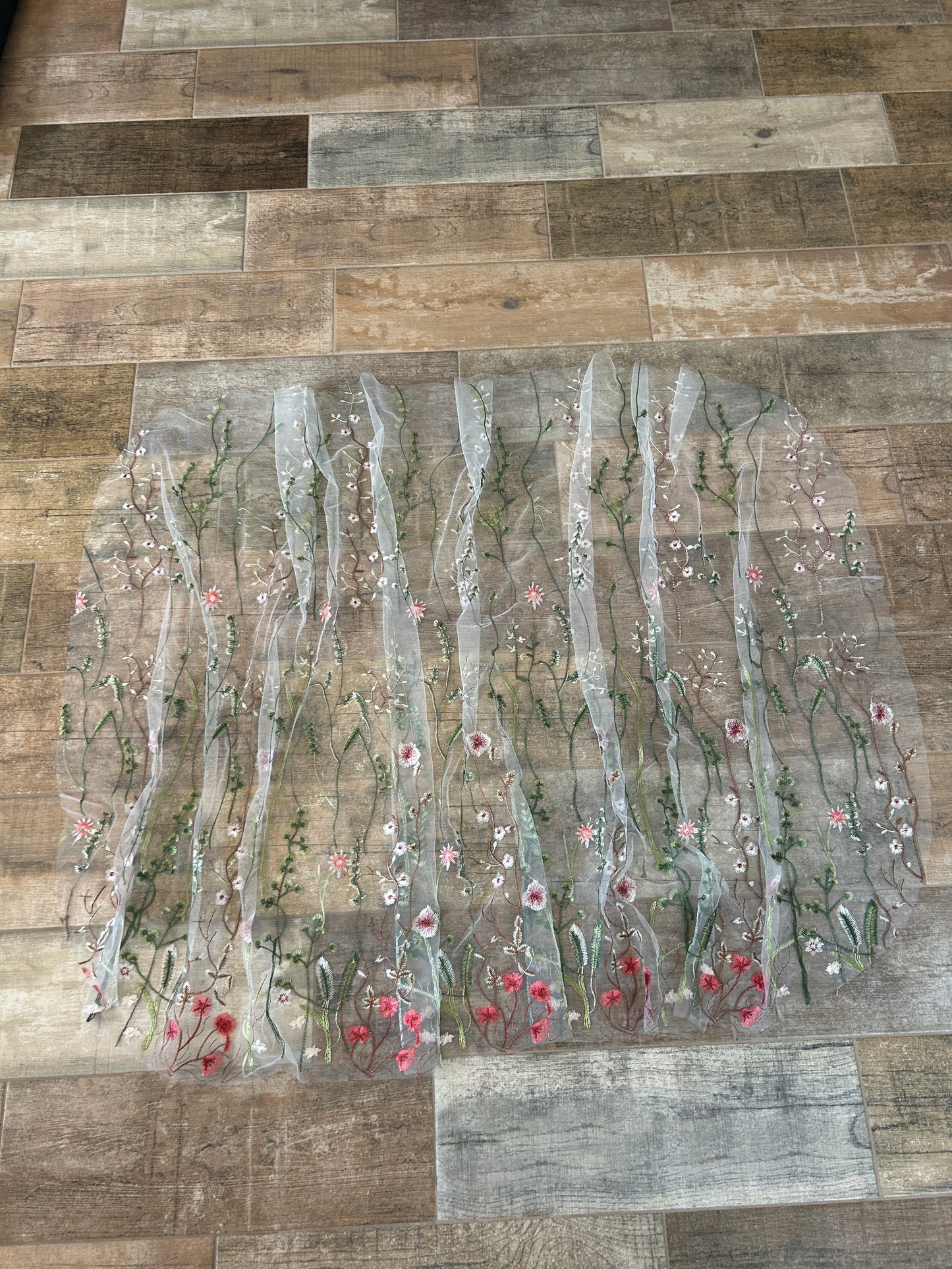 Shawl Cover Up | Floral Embroidery Veil Tulle