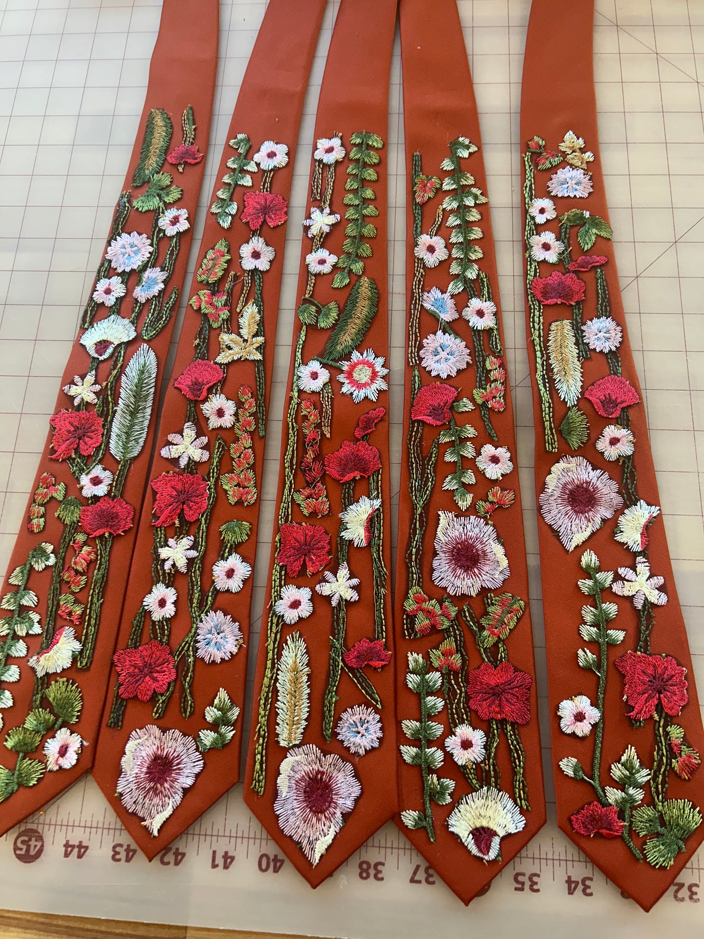 Vibrant Wildflower, Burnt Red Ties (Ready to Ship / Final Sale)