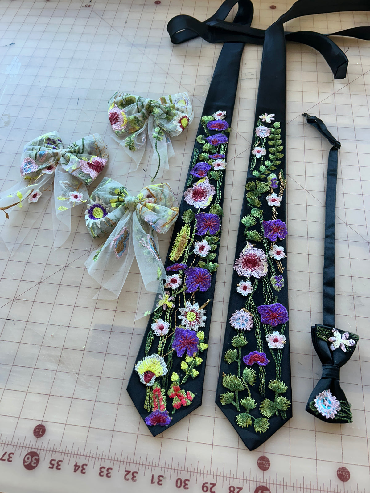 Purple Wildflower | Floral Embroidery Ties