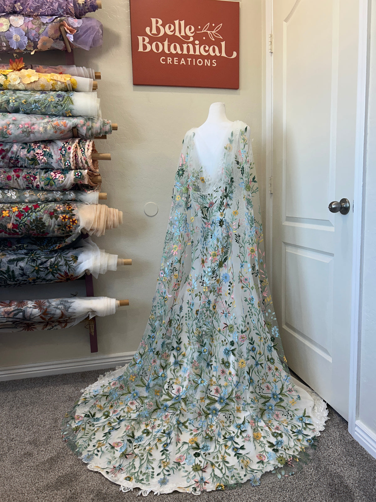 Pink Starry Night Cape | Floral Wedding Veil
