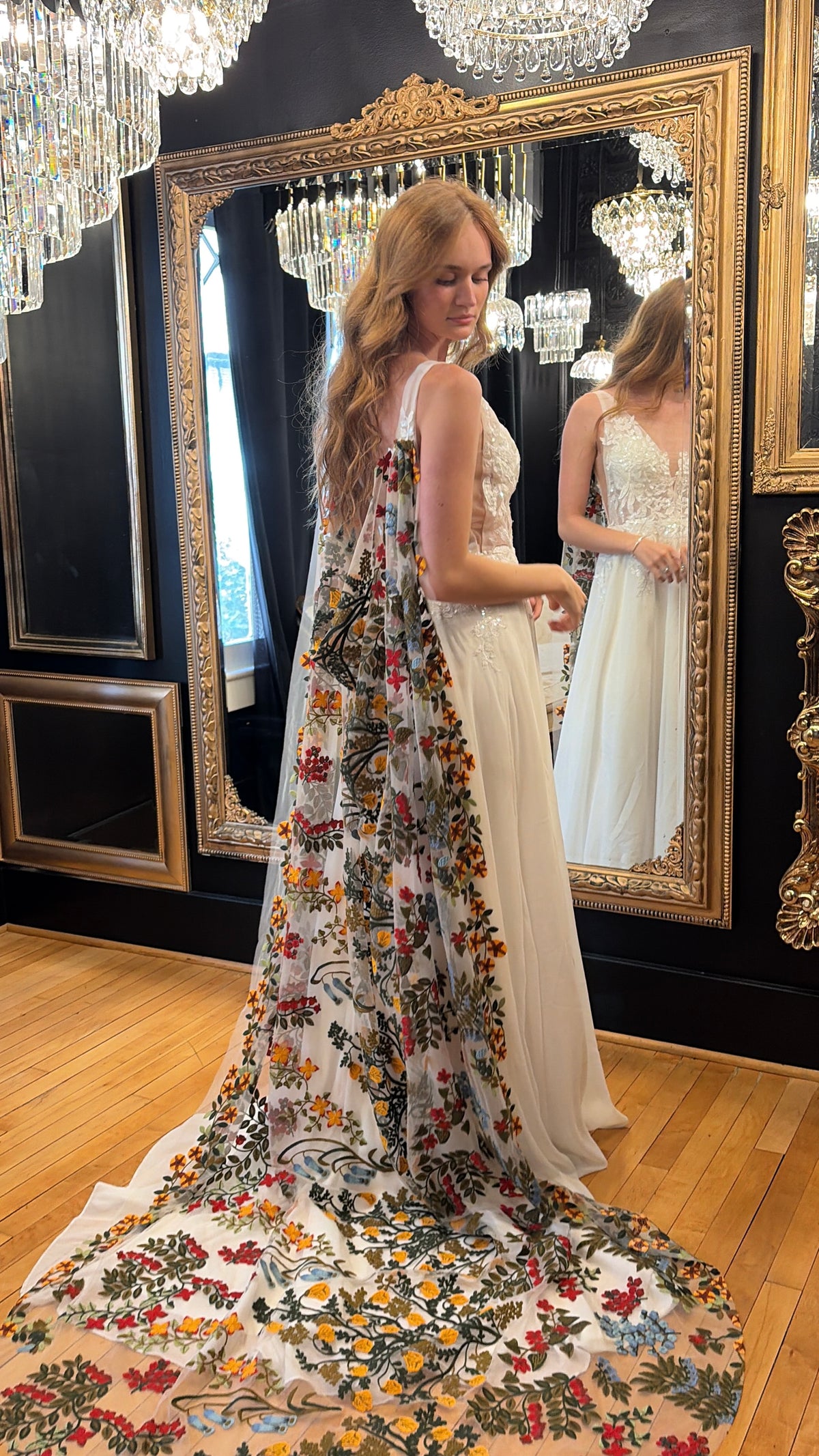 Earth Tones Cape | Floral Wedding Veil