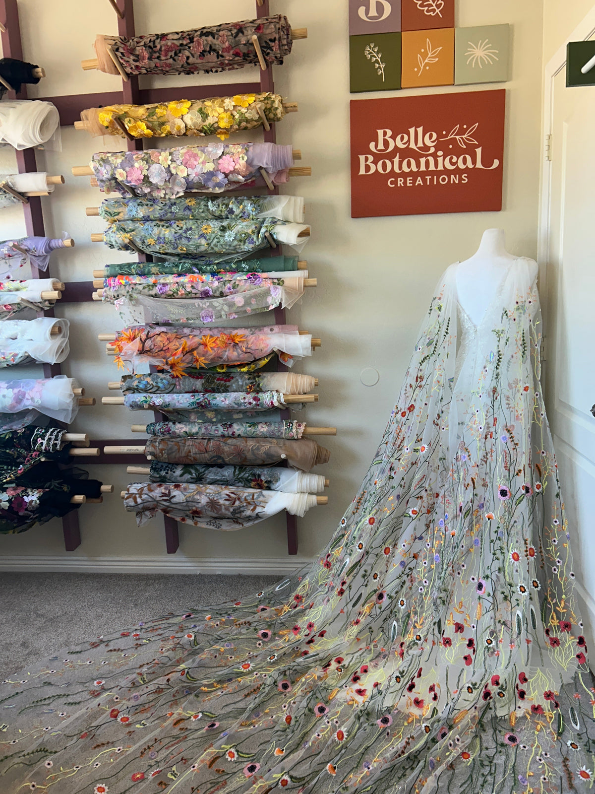 Orange Wildflower Cape | Floral Wedding Veil