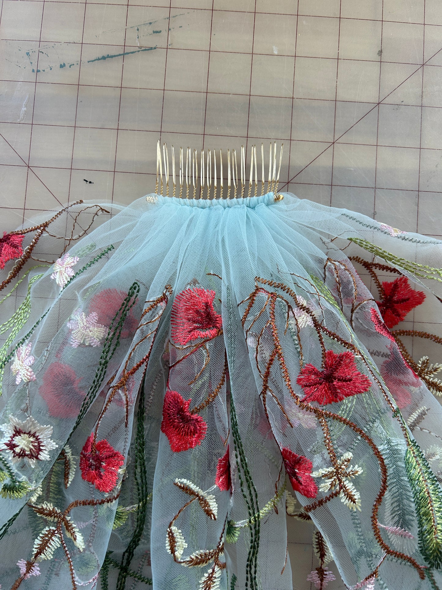 2-Tier Light Blue Wildflower 16" (Ready to Ship, Final Sale)