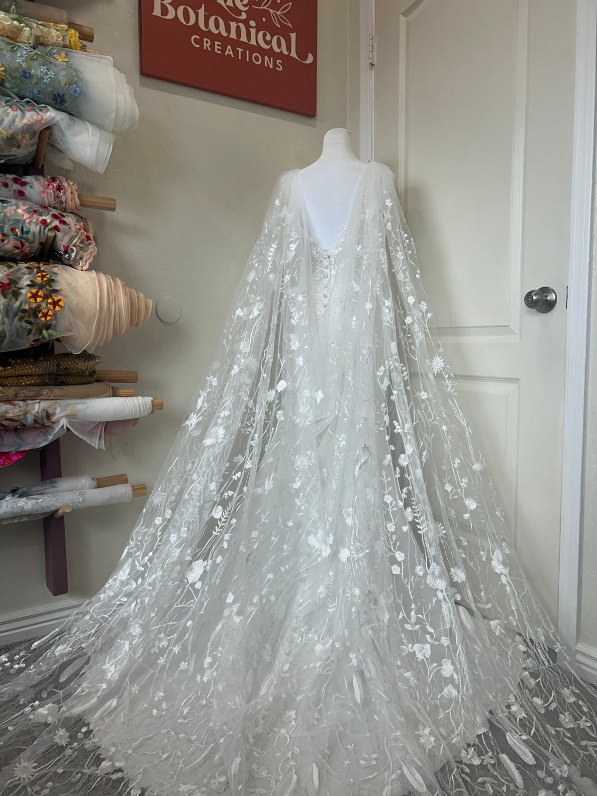 Ivory Wildflower Cape | Floral Wedding Veil