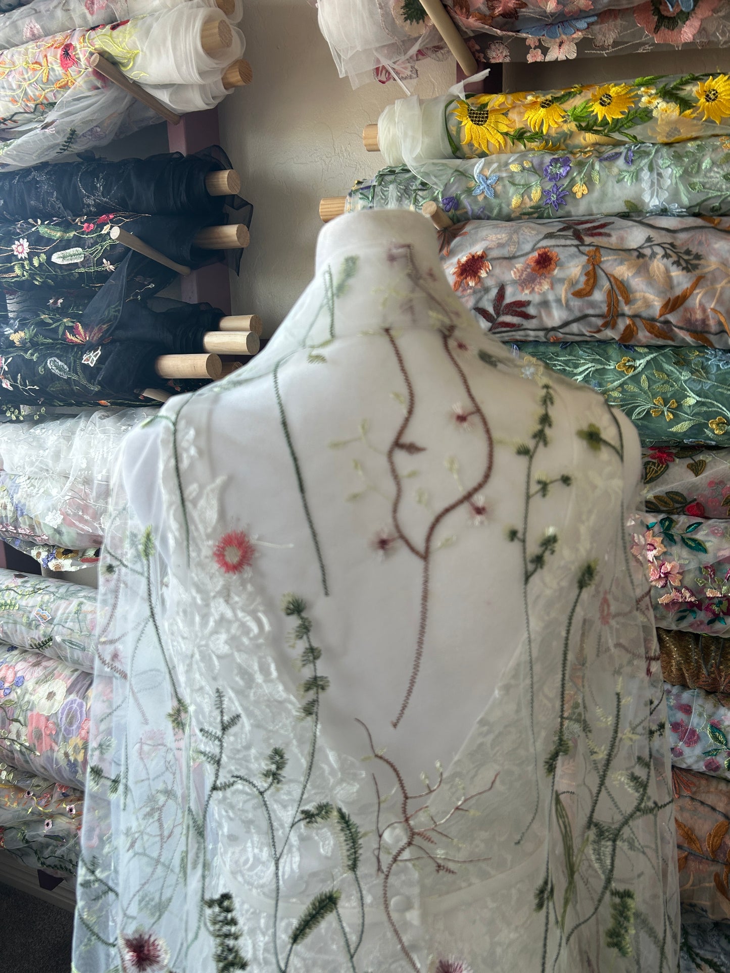Shawl Cover Up | Floral Embroidery Veil Tulle