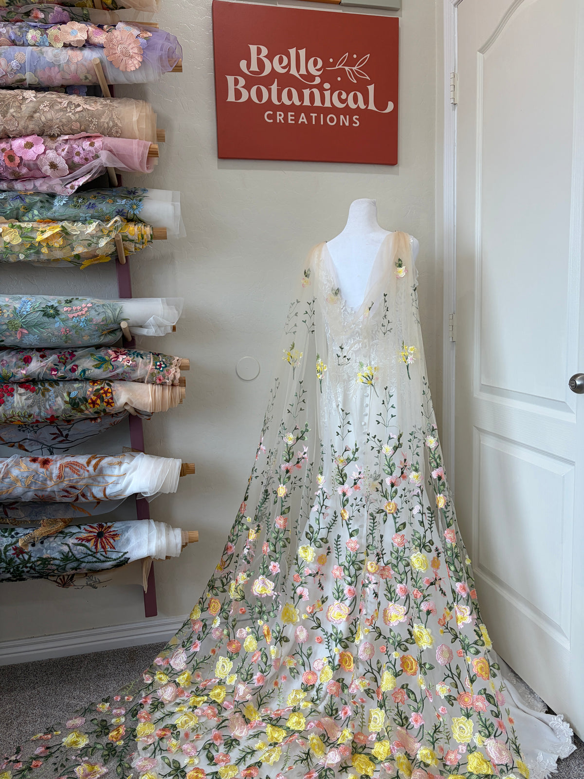 Golden Peachy Rose Cape | Floral Wedding Veil