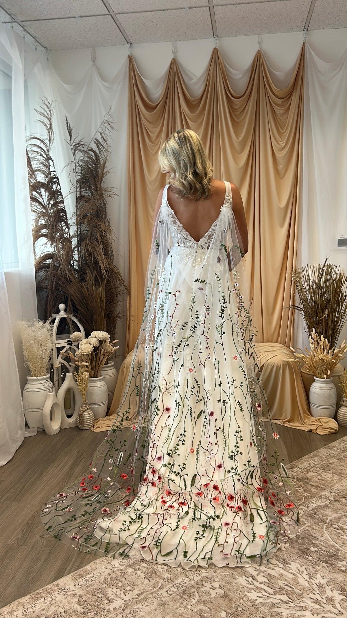 Muted Wildflower Cape | Floral Wedding Veil