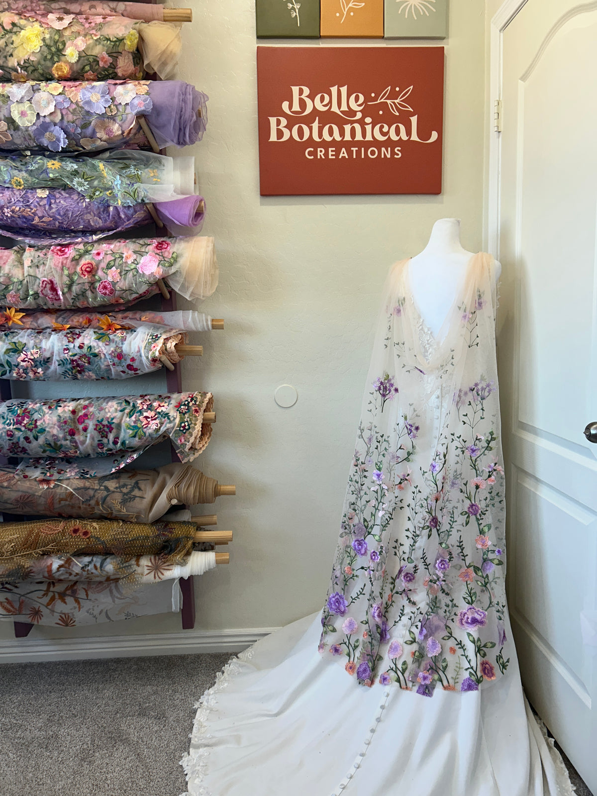 Purple Peachy Rose Cape | Floral Wedding Veil