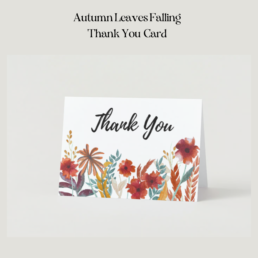 Autumn Leaves Falling | Digital Thank You Card