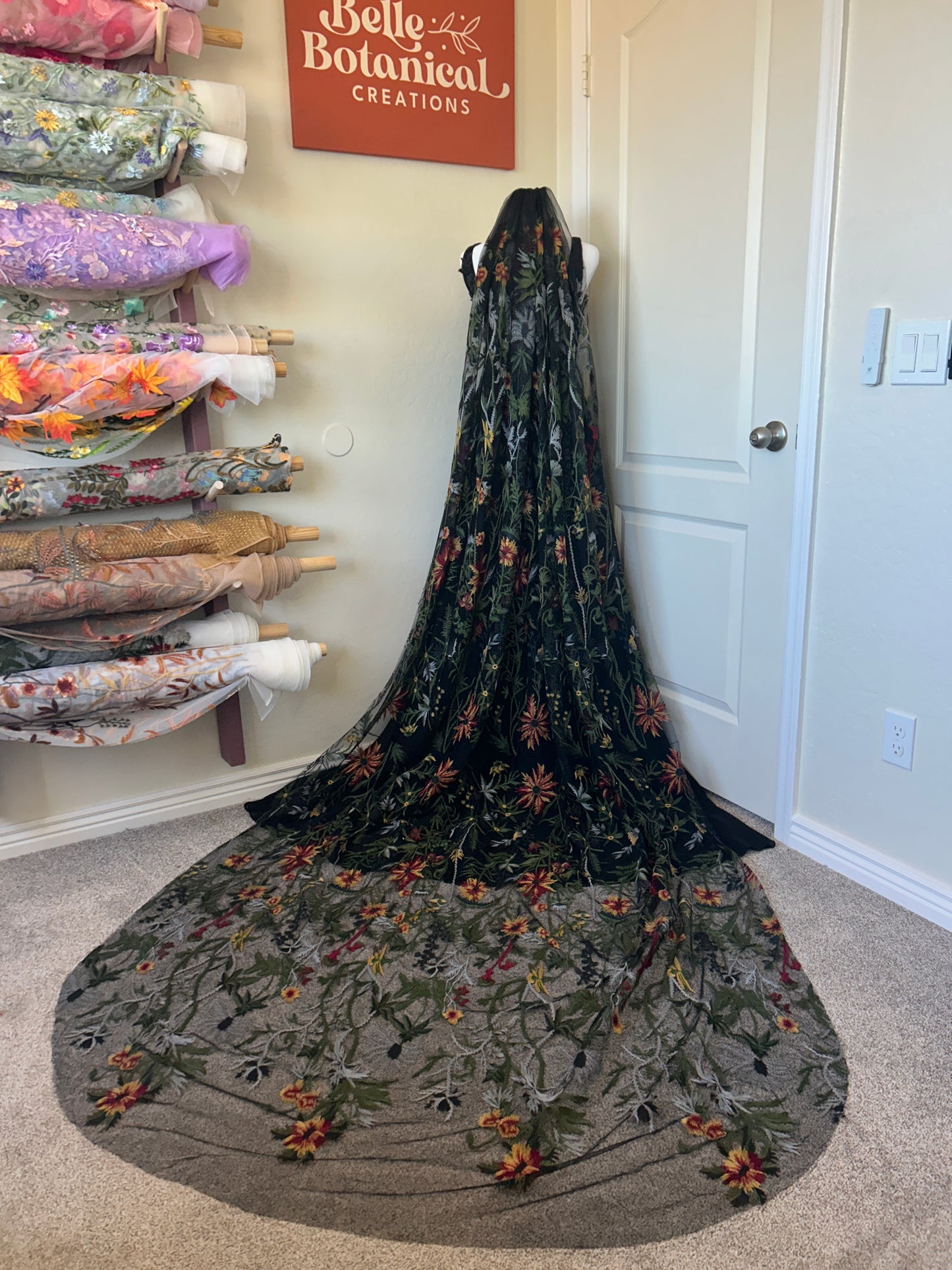 Enchanted Forest | BLACK TULLE | Floral Wedding Veil