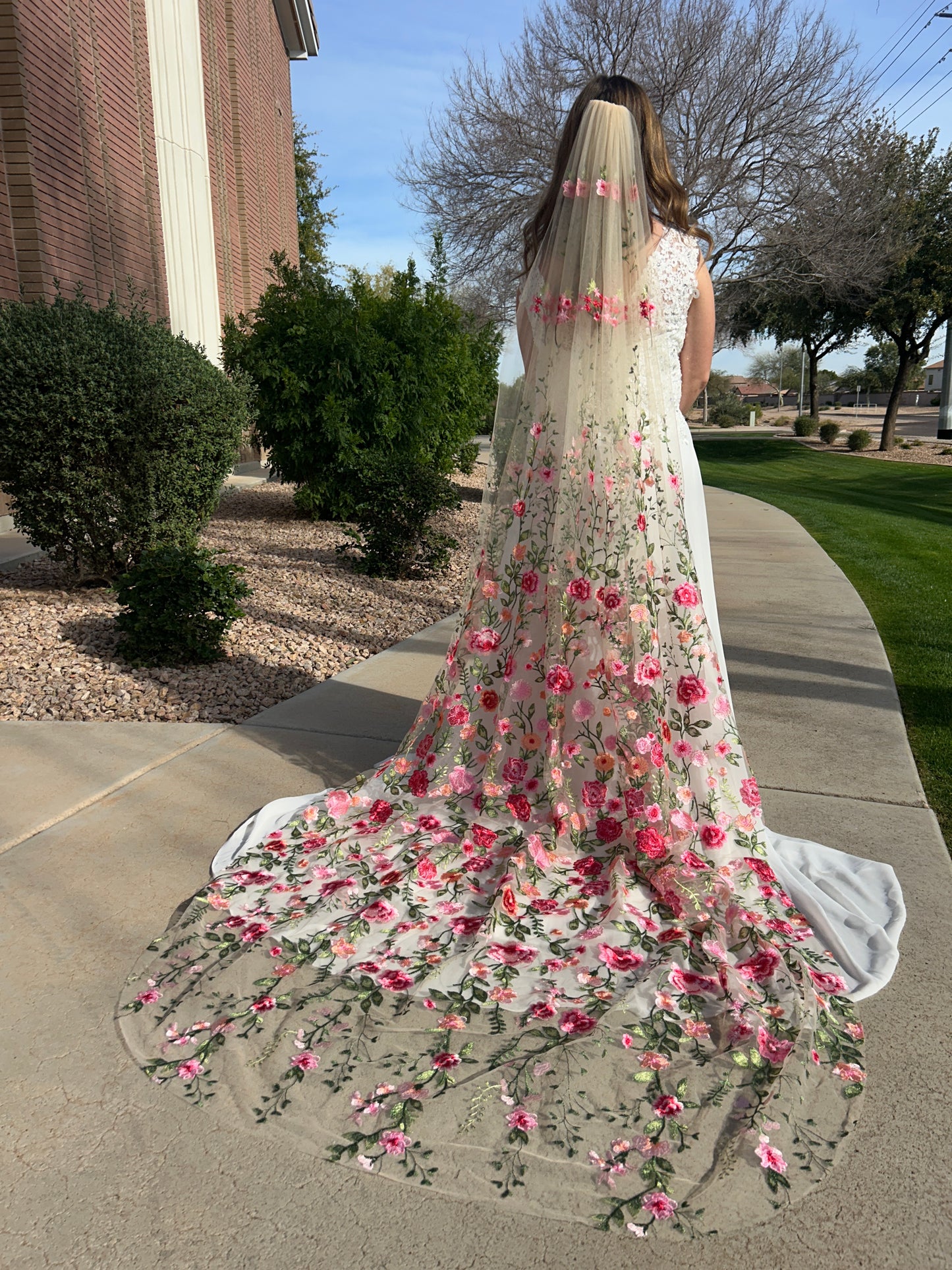 Pink Peachy Rose | Floral Wedding Veil