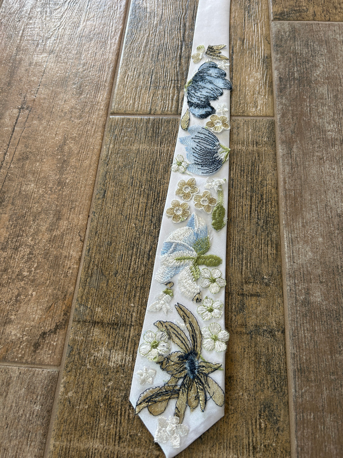 Blue Winter | Floral Embroidery Ties