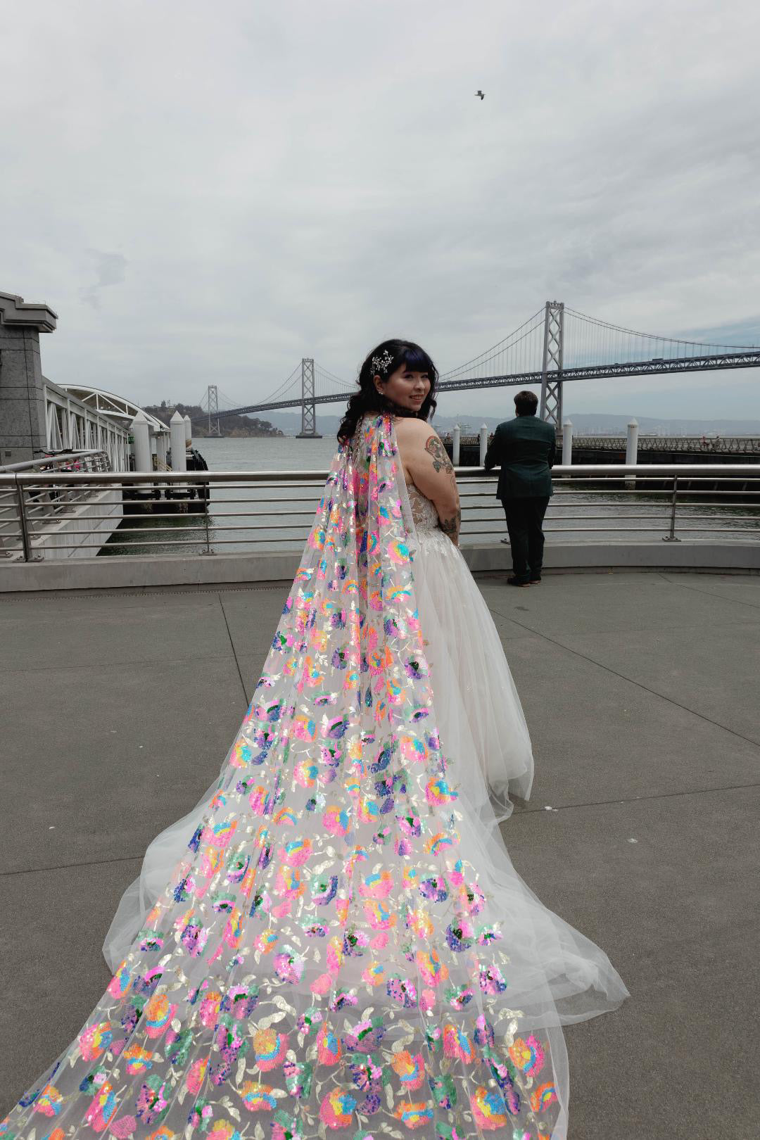Sparkling Daylight Cape | Floral Wedding Veil