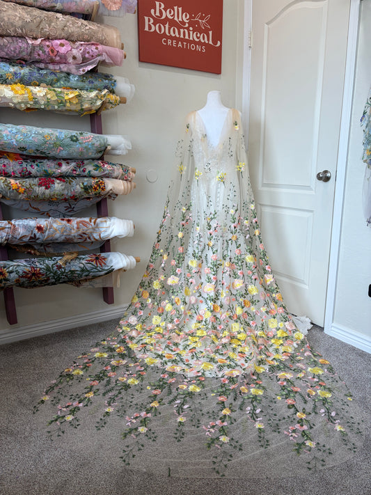 Golden Peachy Rose Cape | Floral Wedding