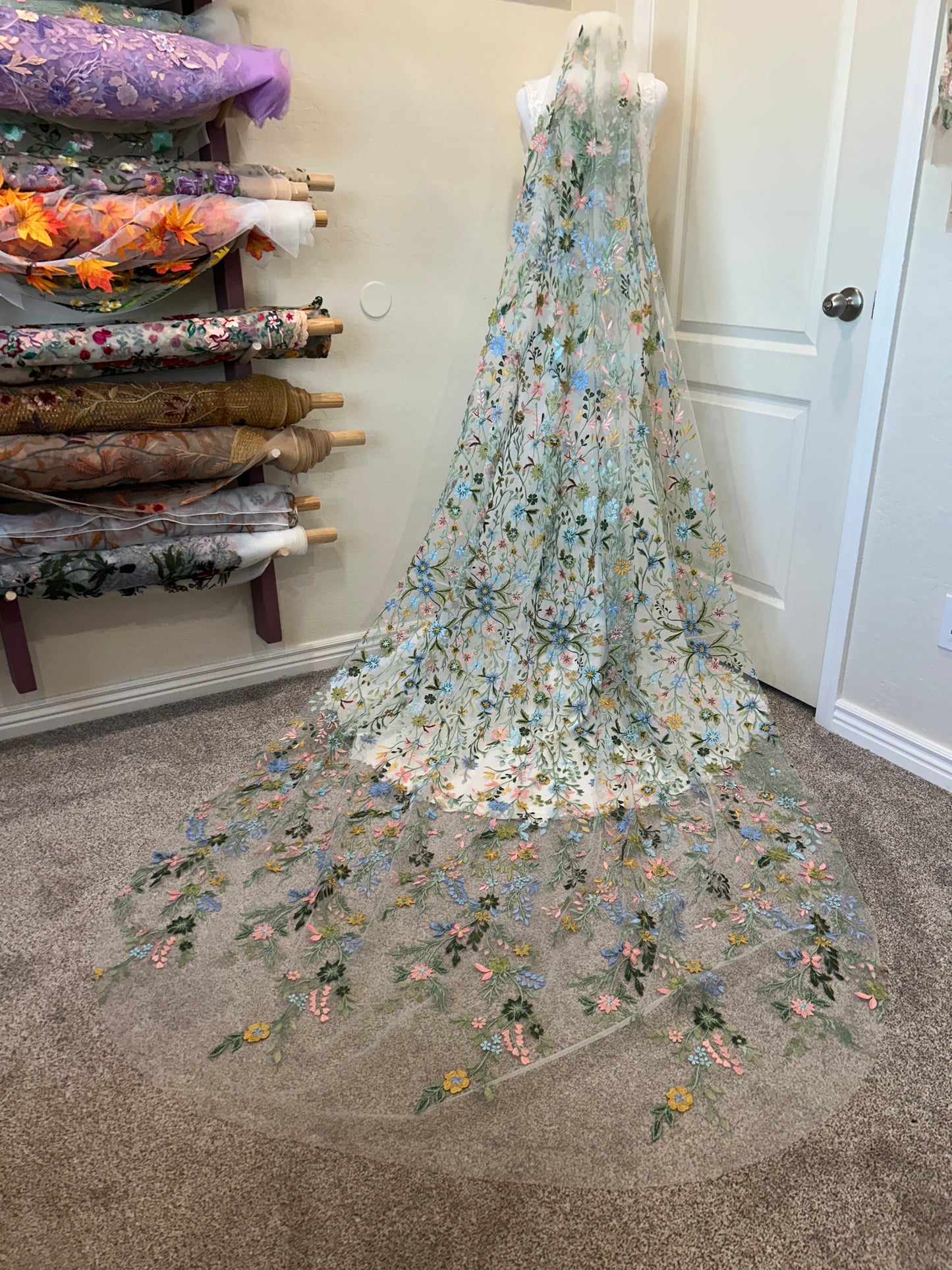 Pink Starry Night | Floral Wedding Veil