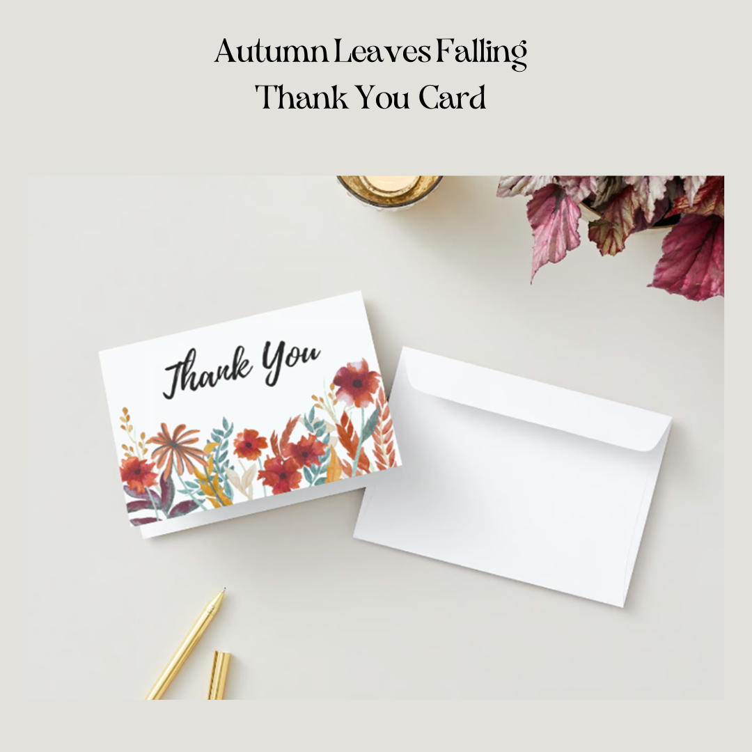 Autumn Leaves Falling | Digital Thank You Card