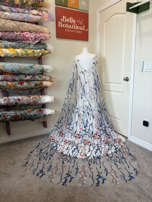 Blue Wildflower Cape | Floral Wedding